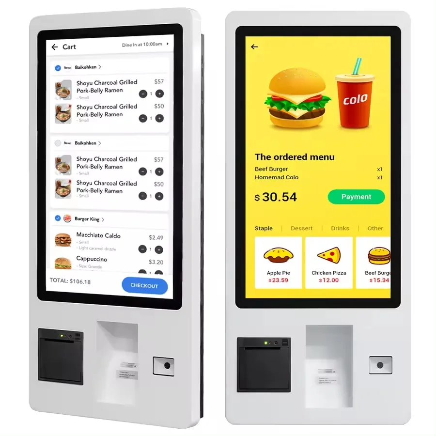 Bestelmachine Digital Signage Kiosk 32-inch Self Service Stand Kiosk POS-machine Touchscreen Betalingsrestaurant