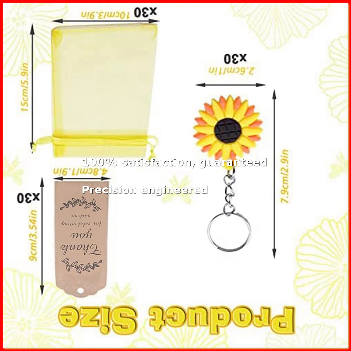 30PCS Sunflower Keychain Sunflower Theme Favors Set-A68X