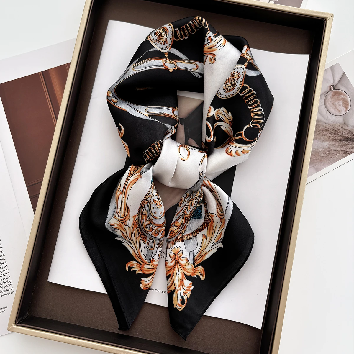 1PC Luxus Quadrat Schal Für Frauen 70*70cm Strand Schal Mode Dame Haar Kopf Bandana Wraps Weibliche halstuch Hijab Schal – Detail 4