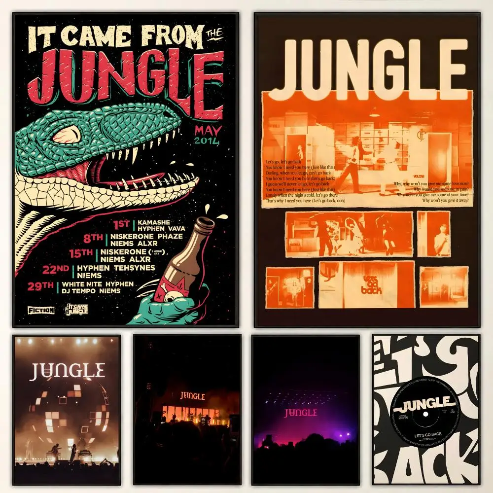 Jungle Band Funky Grooves Retro Dance Album Aesthetic Poster Aesthetic Art Print for Bedroom & Living Room Decor, Unframed