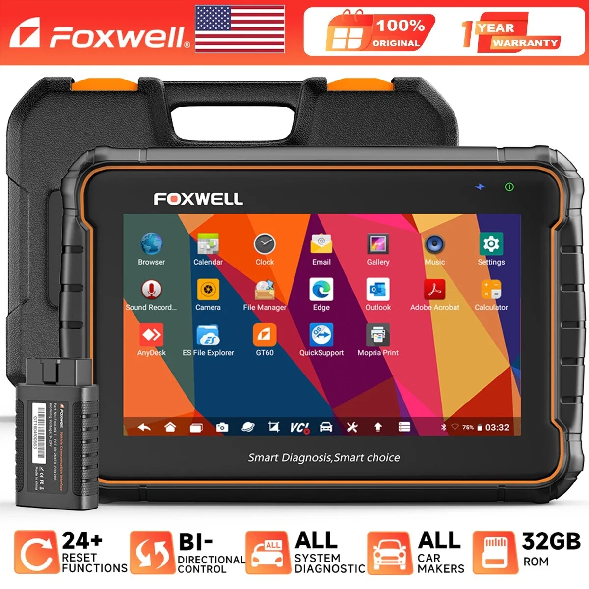 

Диагностический сканер FOXWELL GT60 BT для автомобилей, профессиональный инструмент OBD2, сканер всех систем, TPMS, EPB, двунаправленный считыватель кодов неисправностей