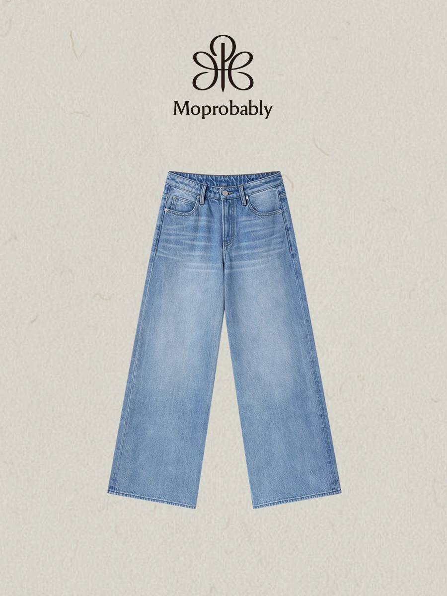 

Модные повседневные прямые свободные джинсы из 100% хлопка Li Yueruo Moprobably для женщин