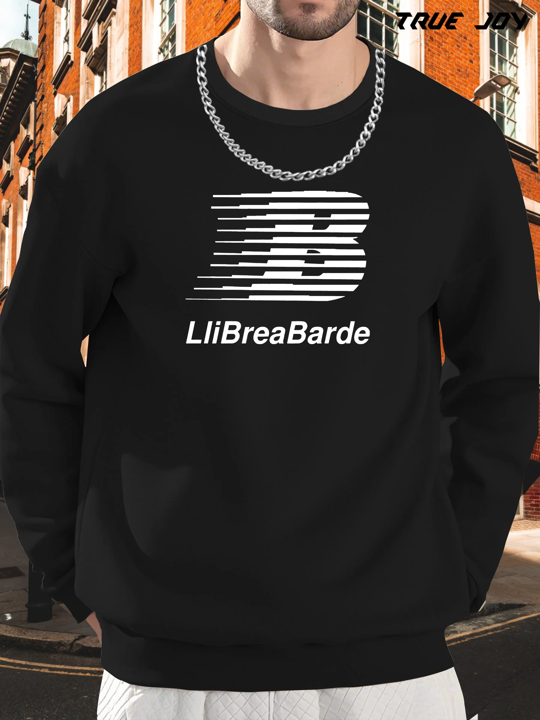 

Мужская толстовка с рисунком LliBreaBarde — повседневный круглый вырез с длинными рукавами и жирным принтом «LBB», свободный крой