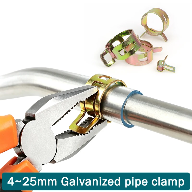 5/20/100pcs Galvanized Spring Hose Clamp Dia 5mm-25mm for Silicon Hose Clamp Autos Autos Spring Clip Water Hose Pipe Tube Clip