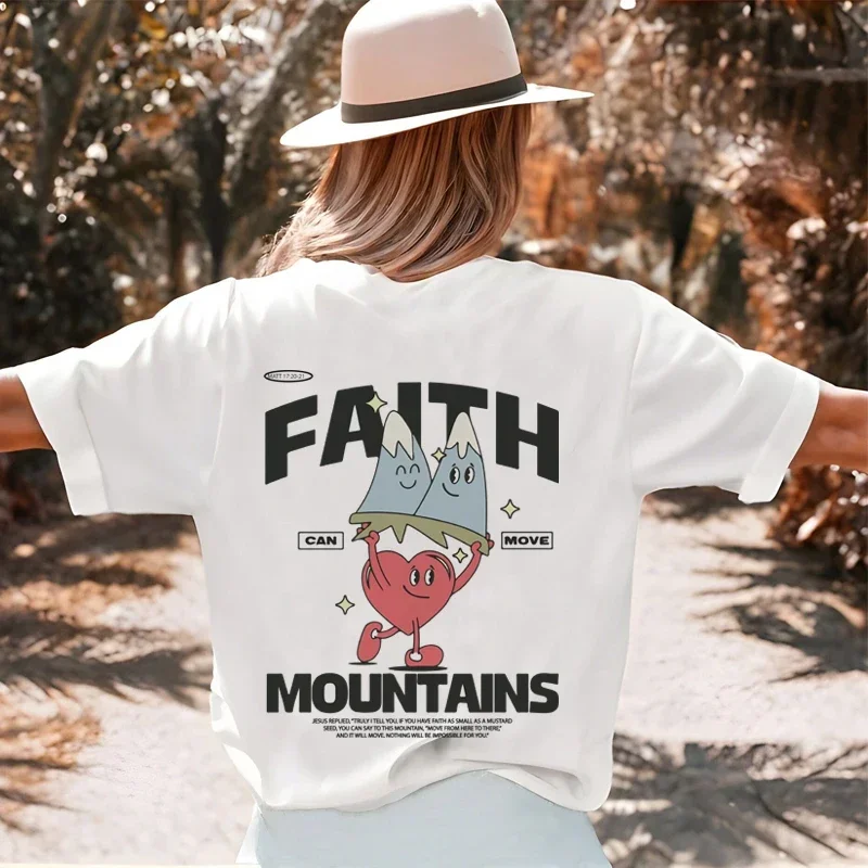 Jesus Faith Streetwear Tops Retro Cartoon Bible Verse Funny T-Shirts Women Cute Christian Inspirational Tee Shirt Unisex Clothes