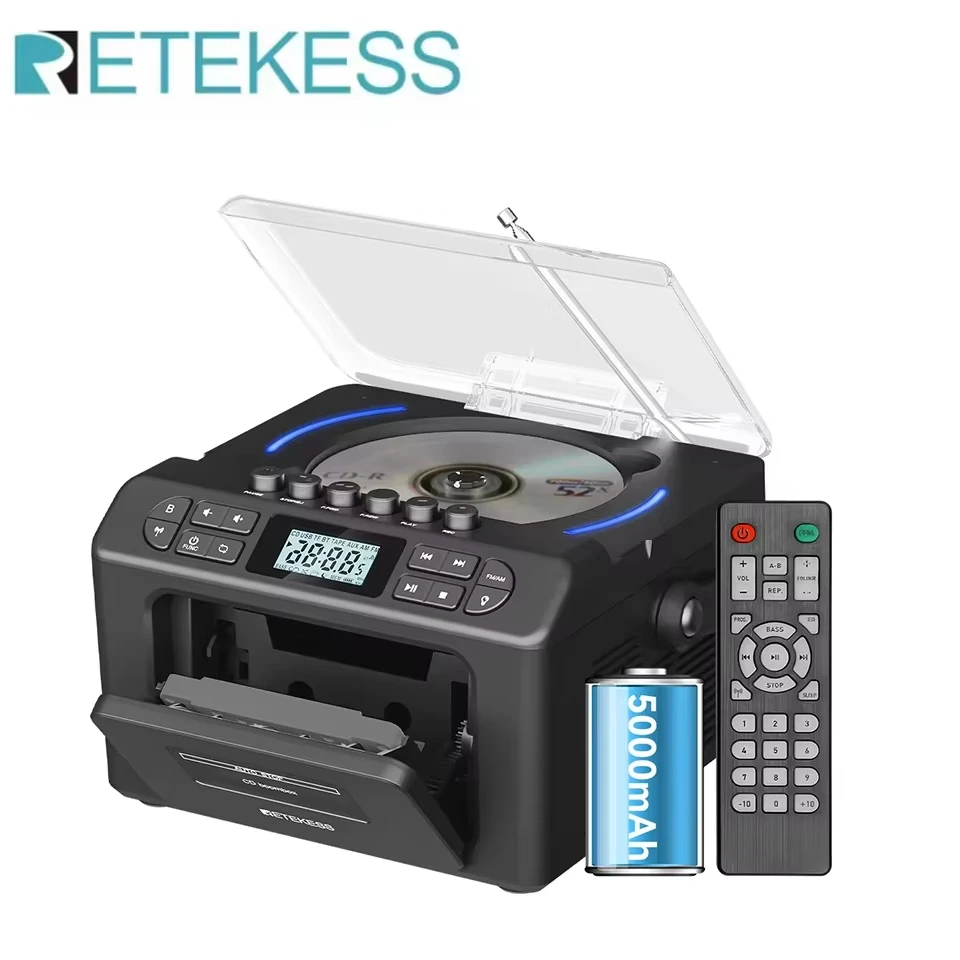 RETEKESS TR642 Multifunctional Bluetooth Radio CD AM FM Boombox Cassette Recorder USB TF AUX Portable CD Player For Home Gifts