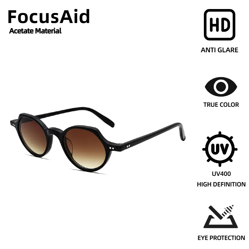 

FocusAid Luxury Rivet Design Retro Fashion Sunglasses Women Men Vintage Color High Quality Acetate Sunglasses UV400 Nylon Lens