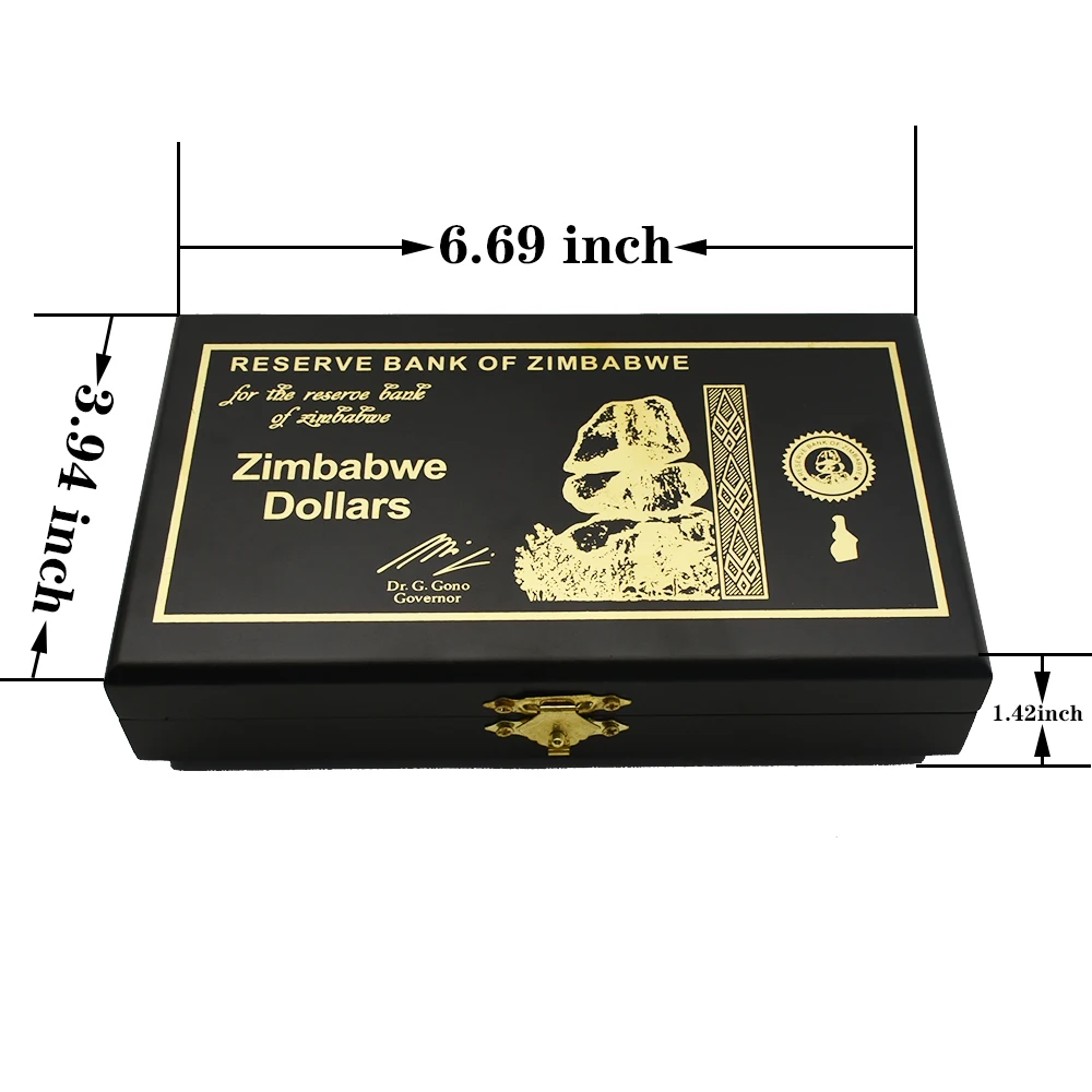 100pcs/box Zimbabwe dollars Serial Number Paper Money Wooden Box Set with UV Anti-counterfeiting Logo Collection Business Gift