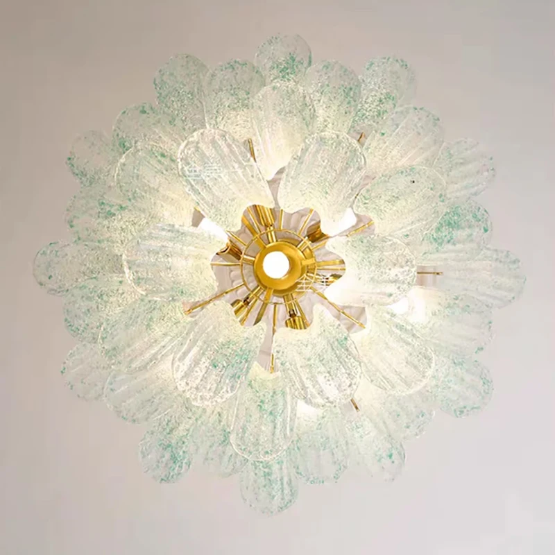 خمر الزجاج البتلة البلد تصميم السقف الثريات المنزل Led تركيبة إضاءة العلاجية مصابيح معلقة لغرفة المعيشة ديكور #5