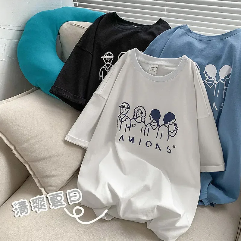 

черная белая футболка мультикам мужская футболка рубашка корейский стиль одежда с принтом аниме топы футболка оверсайз в стиле харадзюку футболка рок женский одежда футболки винтажная рубашка японский стиль