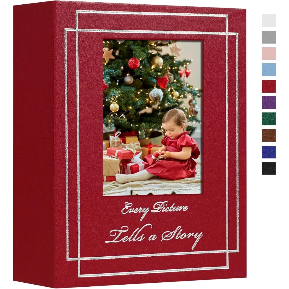 

Photo Album 4x6 100 Photos Leather Cover Wedding Photo Albums Extra Large Capacity Picture Book with Beautiful Prints Presents