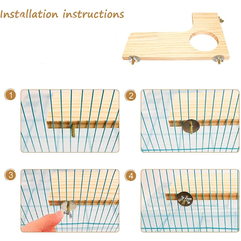 Squirrel Gerbil Dwarf Hamster L-Shaped Round Rectangle Wooden Platform 5 Pack Natural Wood Standing Cage Accessories