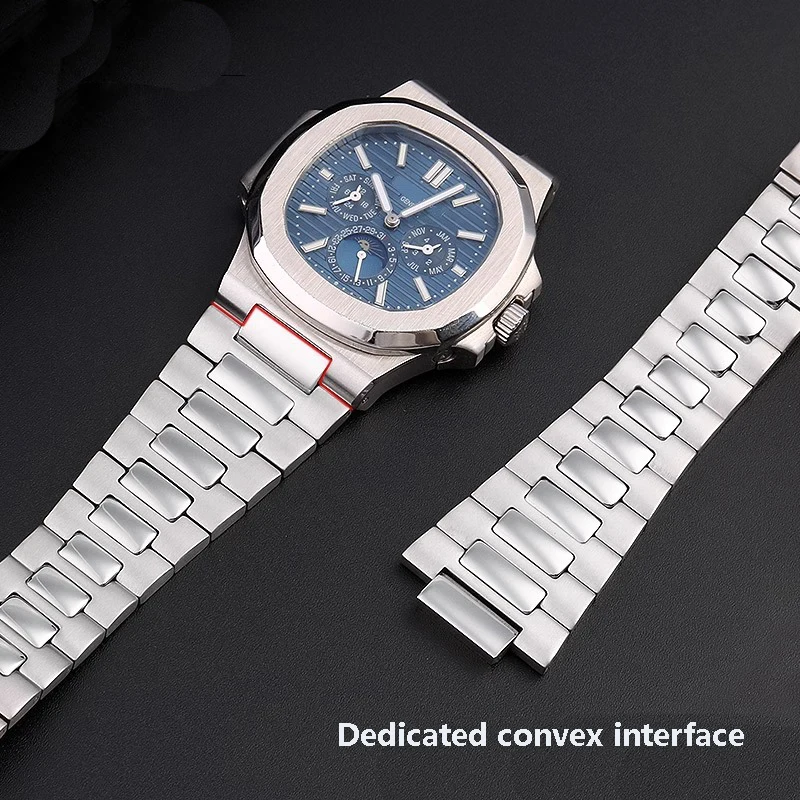 25*13mm Stainless Steel Watch Strap Bracelet  Metal With Folding Clasp For Patek Philippe Nautilus 5711 5726 Series Watchband