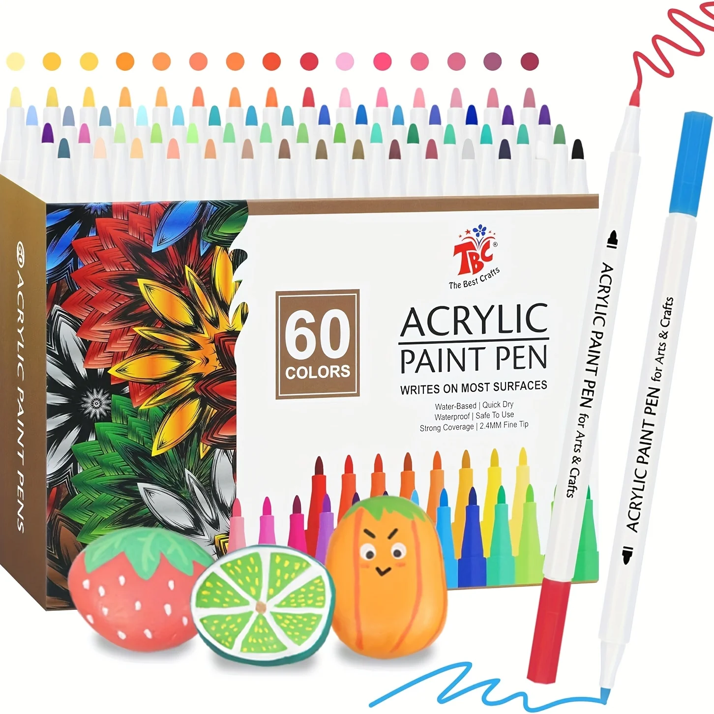 TBC The Best Crafts Permanent Markers Set, Fine Flexible Tip, Quick-Dry & Fade-Resistant, Works On Paper, Plastic, Metal & More, Vibrant Colors (20 Black)