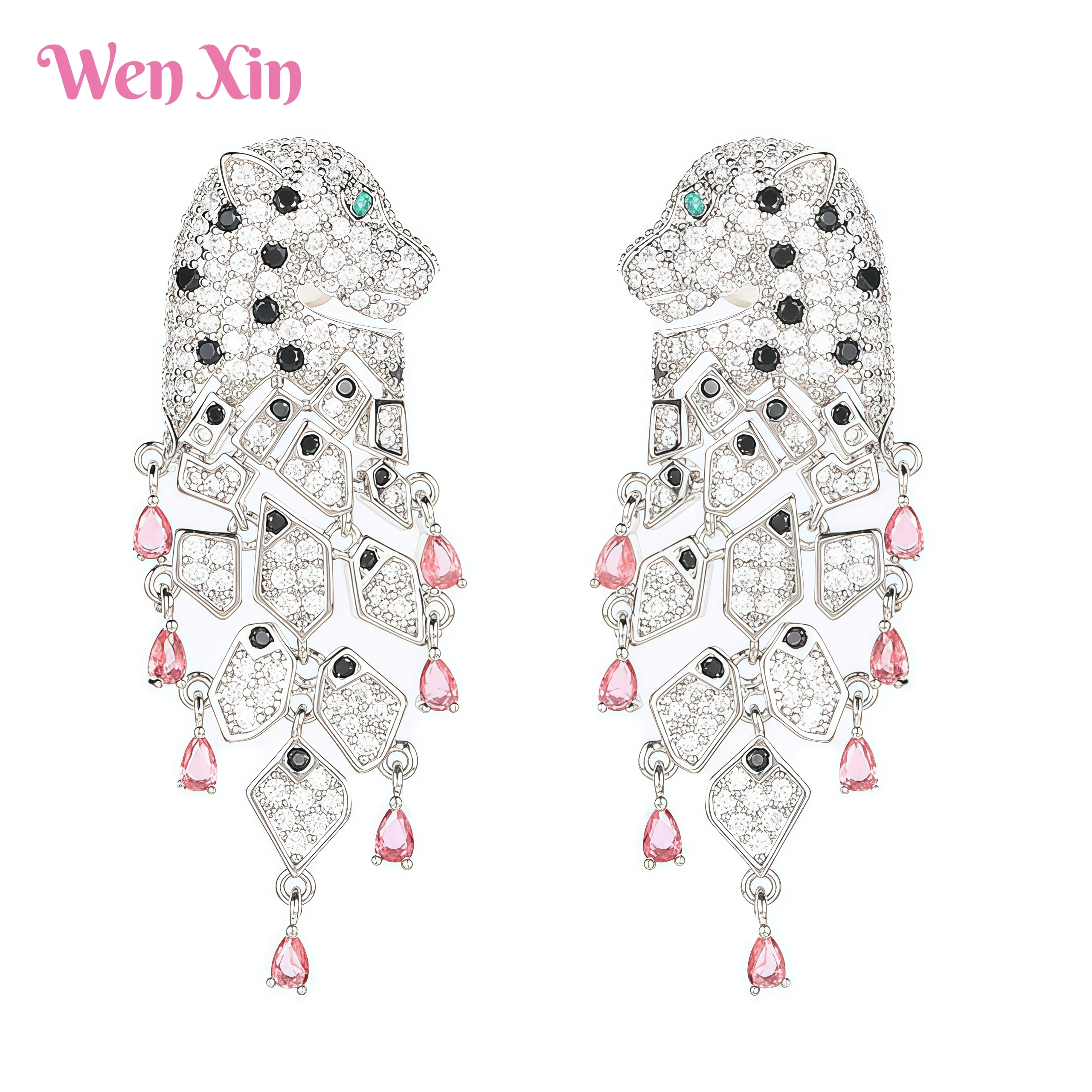 

WENXIN Brand MUSHAN MCT Top Quality Luxury Brand Jewelry Temperament Leopard Animal Earrings For Women Eardrop Drop Earrings