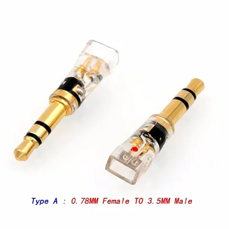 One Pair Gold Plated MMCX/0.78mm Female to 3.5mm Male Converter Adapter for t1 t5p D600 D7100 Z1 Z1R FOCAL ELLEAR Headphones