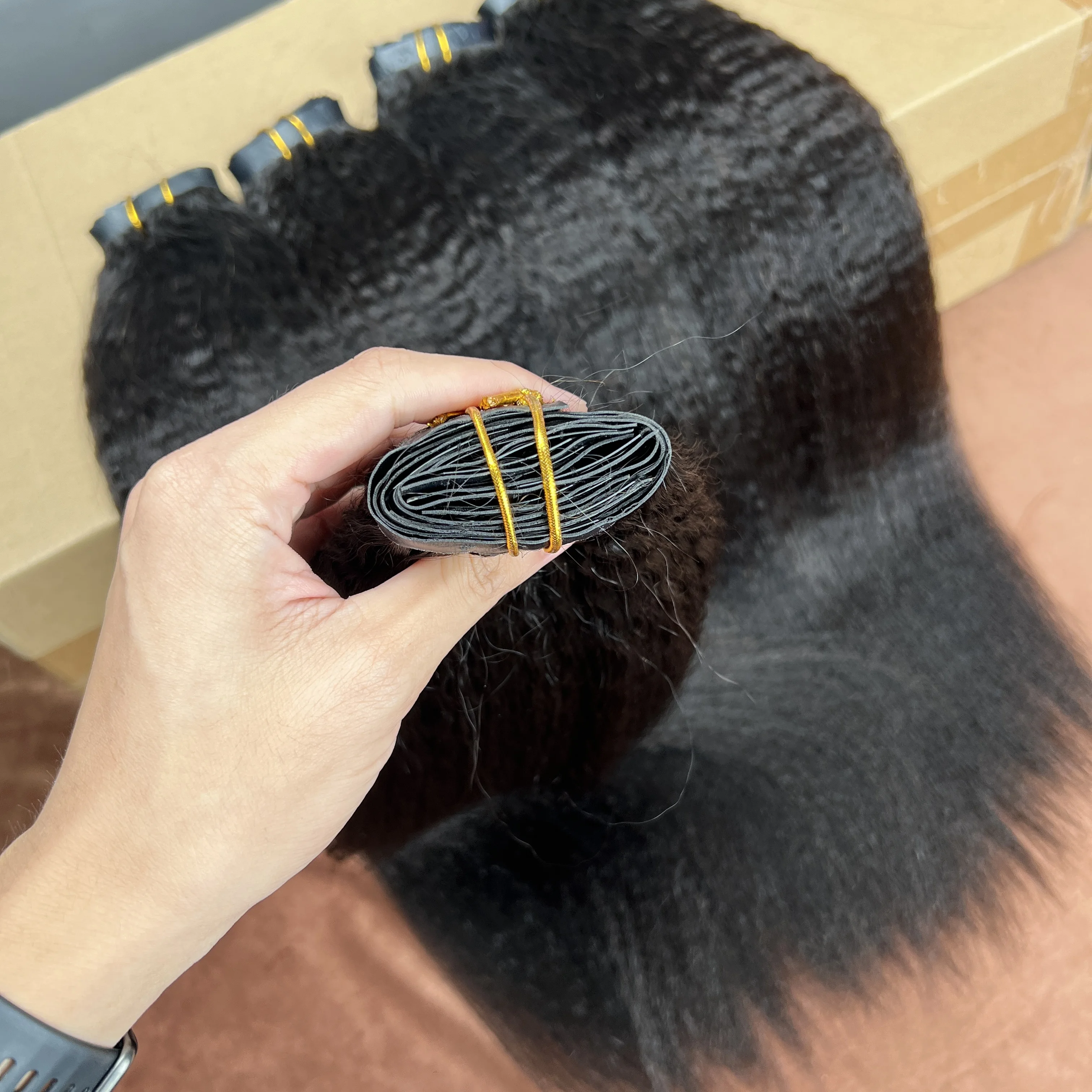 #1B Clip in PU Seamless Human Hair Extensions 100g/set 7 Pcs Kinky Straight Clip in Hair Extensions 16-26inch Clip on Hairs