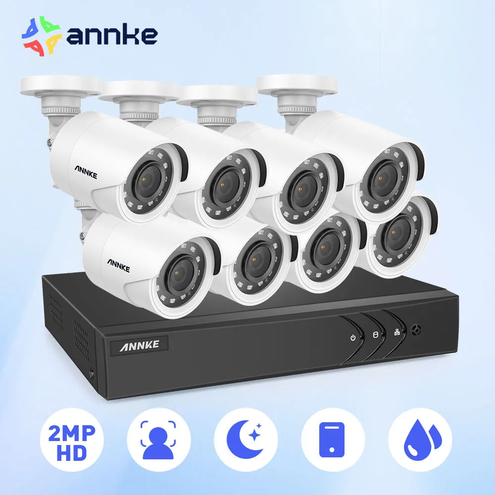 ANNKE 8CH 5MP Lite 5in1 DVR 2MP HD Video Surveillance System H.265+ With 8X TVI Bullet Waterproof Outdoor Security Cameras CCTV