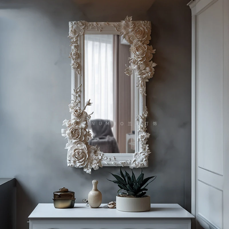 

Wall Items Mirror Modern Girls Aesthetic Portable Nordic Irregular Long Mirror Funky Makeup Full Body Espelhos Home Products