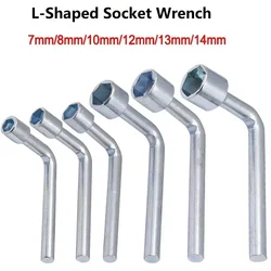 1pc Hexagonal L-shaped Screw Nut Wrench Sleeve Maintenance Tool 7mm 8mm 10mm 12mm 13mm 14mm Spanner Hand Tools