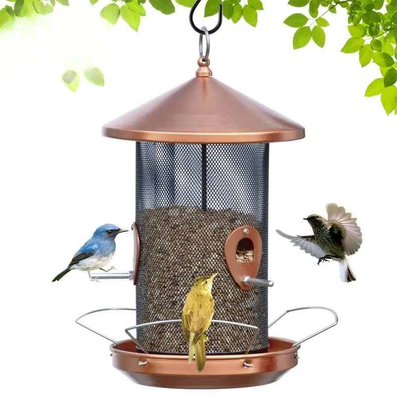 

Bird Feeder Outdoor 12.6 Inches Mesh Screen with Copper-Look Large Wild Bird Feeder Comes with Hook to Hang on Tree