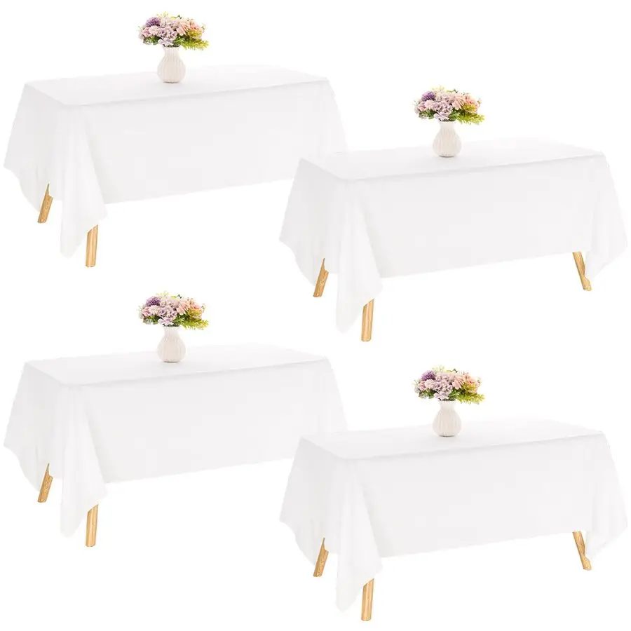 

Pack Rectangle Tablecloth 90x132Inch White Washable Polyester Table Cover for Wedding Dining Table Buffet Parties Banquet Decora
