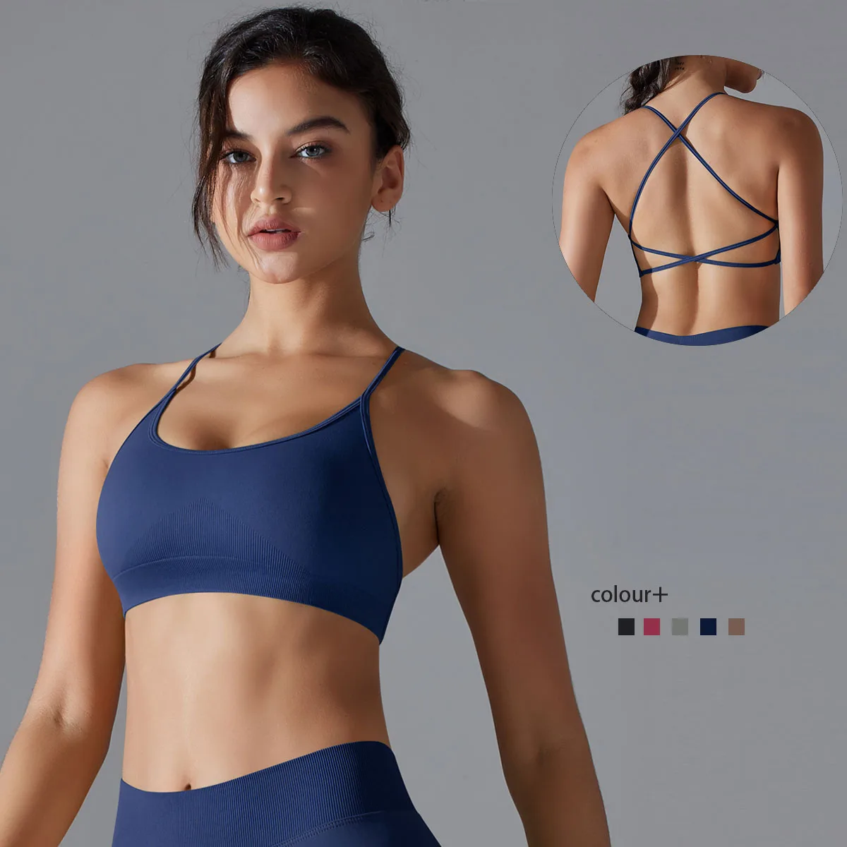 Yoga Bra Sexy Breathable Quick Drying Sport Brassiere Shock-absorbing Cross Shoulder Straps Anti-sweat Breathable Yoga Bra