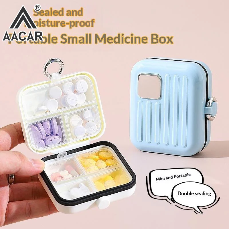 Mini 7 Grids Portable Pill Box Double Sealed Medicine Storage Case Week Long Day Divided Lockable  Organizer Weekly Pill Box