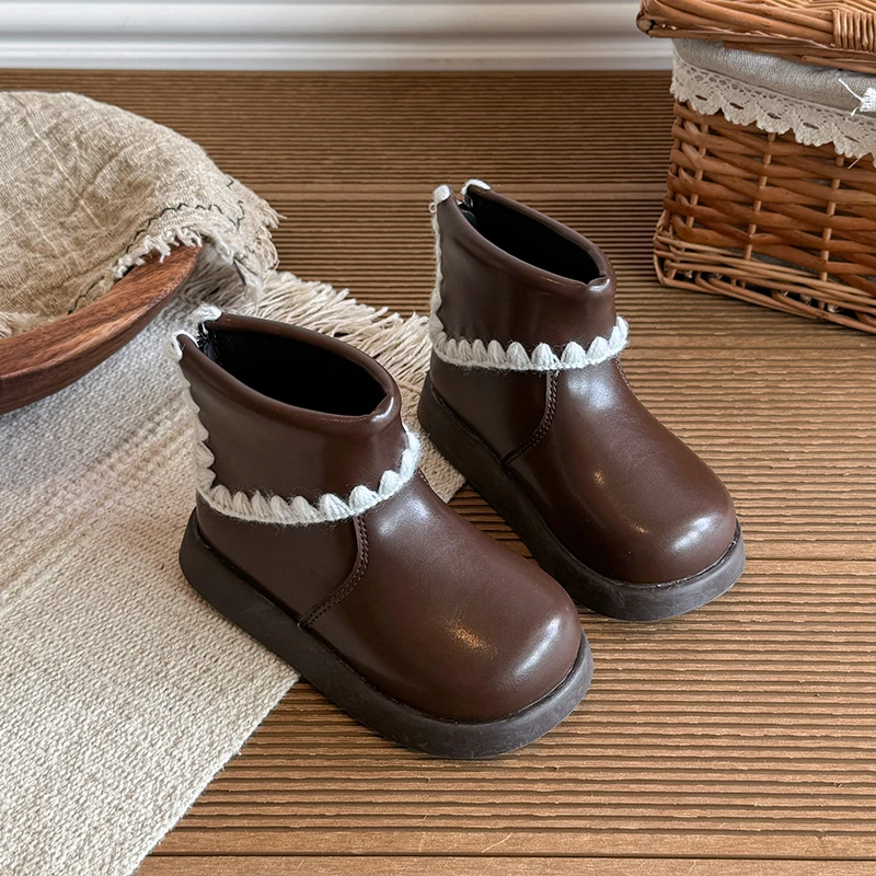 New Autumn Children's Fashion Boots Korean Style Girls Keep Warm Boots for Princess Girl Platform Boots Soft Low Heel