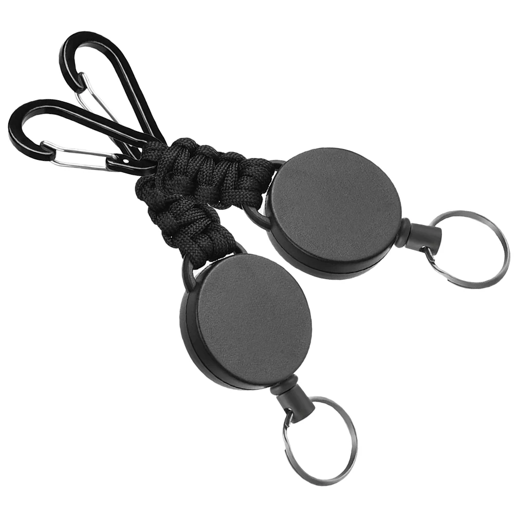 

2Pcs High Stretch Retractable Key Ring Anti-Lost Buckle for Outdoor Hiking Camping Climbing Heavy Duty Carabiner Keychain