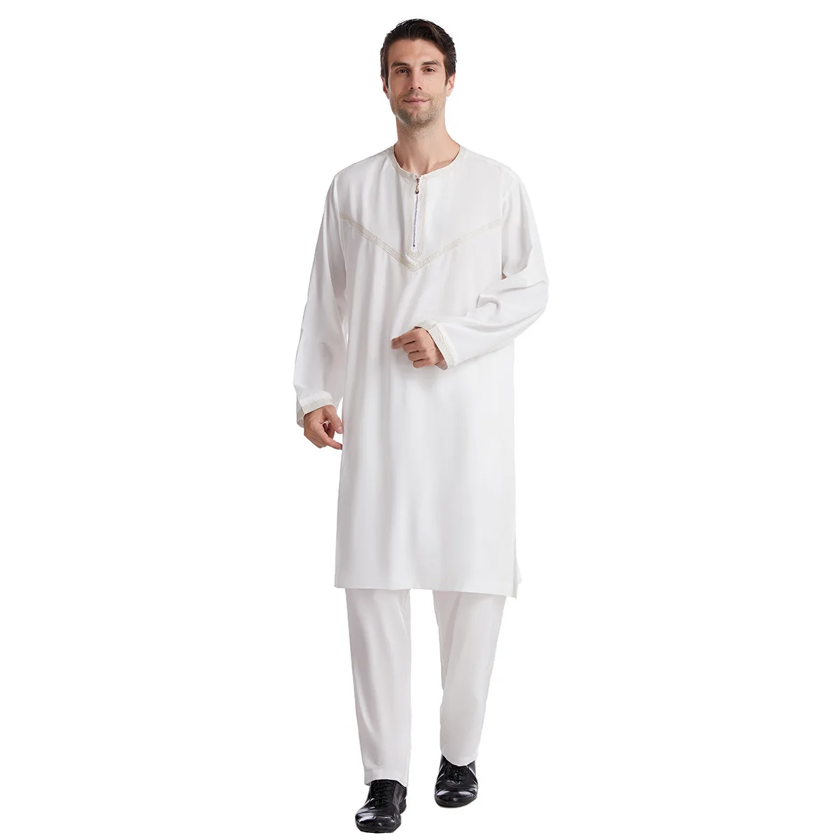 Vestido muçulmano Jubba Thobe masculino, pano tradicional islâmico, Abaya masculino, calça superior, patchwork fashion, traje de oração árabe saudita