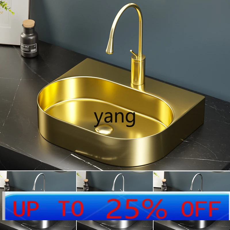 CX  stainless steel countertop basin single spray hand wash bar washbasin gold art oval