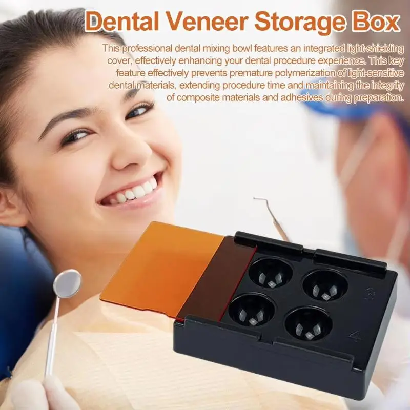 Dental Shading Light Box 4 Holes Lightproof Composite Resin Storage Organizer for Dental Clinical Material Placement