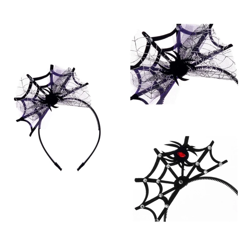 Creative Spider Web Shape Hair Hoop Cute Photoshoot Hair Holder Halloween Party Headwear for Children Adult Unisex M6CD