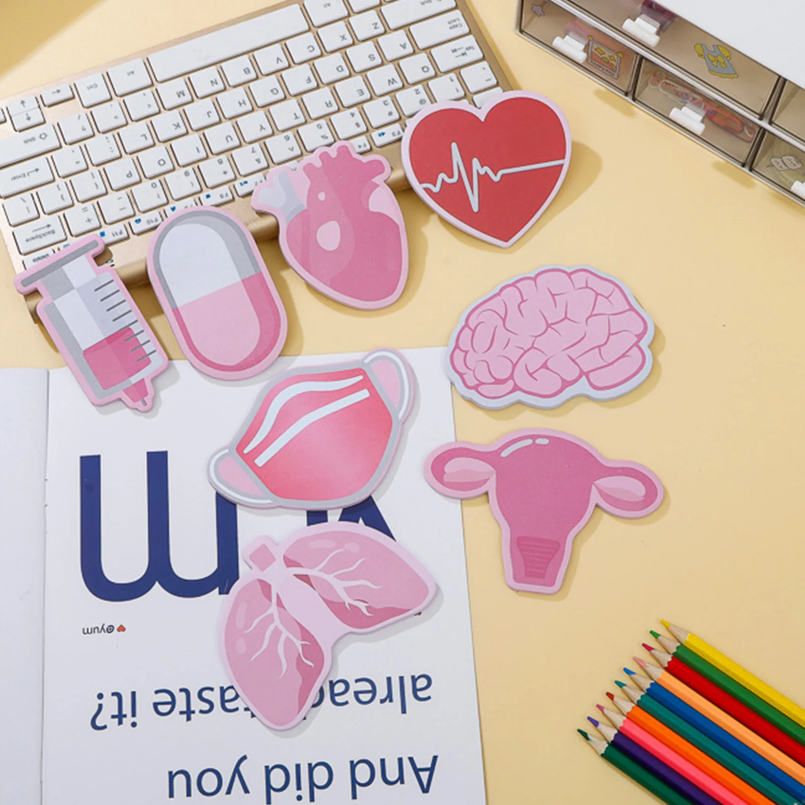 Children's Health Care Theme Combination Notes Simple Simulation Set Strong Sticky Notepad Can Tear Ordinary Post-it.