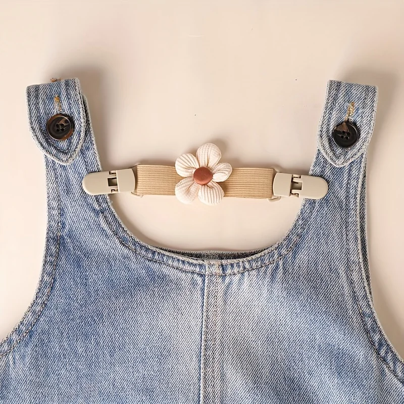2pcs Cute Flower Sling Back Clip - Elastic Anti-Drop Suspenders Fixing Clip with Adjustable Plastic & Elastic Band