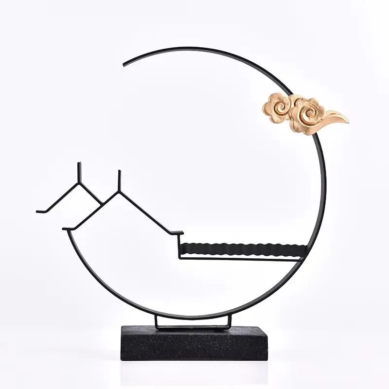 New Chinese Home Decoration Metal Statue Simple Character Iron Craft Ornament