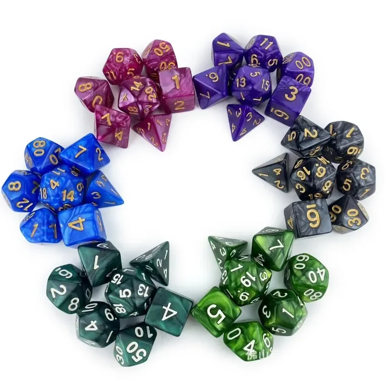 7pcs/set Pearl Pattern Acrylic Number Dice kit for TRPG RPG Running Team D20 D12 D10 D8 D6 D4 Table Game Board Game Dnd Dice Set