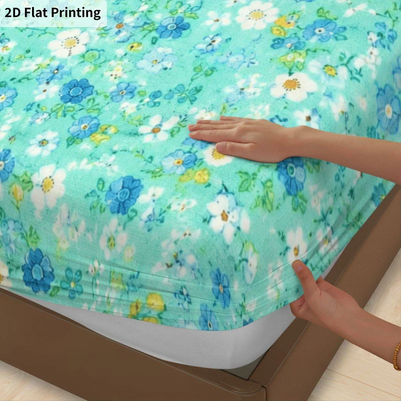 3Pcs Bluedaisy Fitted Sheet Three Piece Set (1*Fitted Sheet + 2*Pillowcases, Coreless), Bedding Set