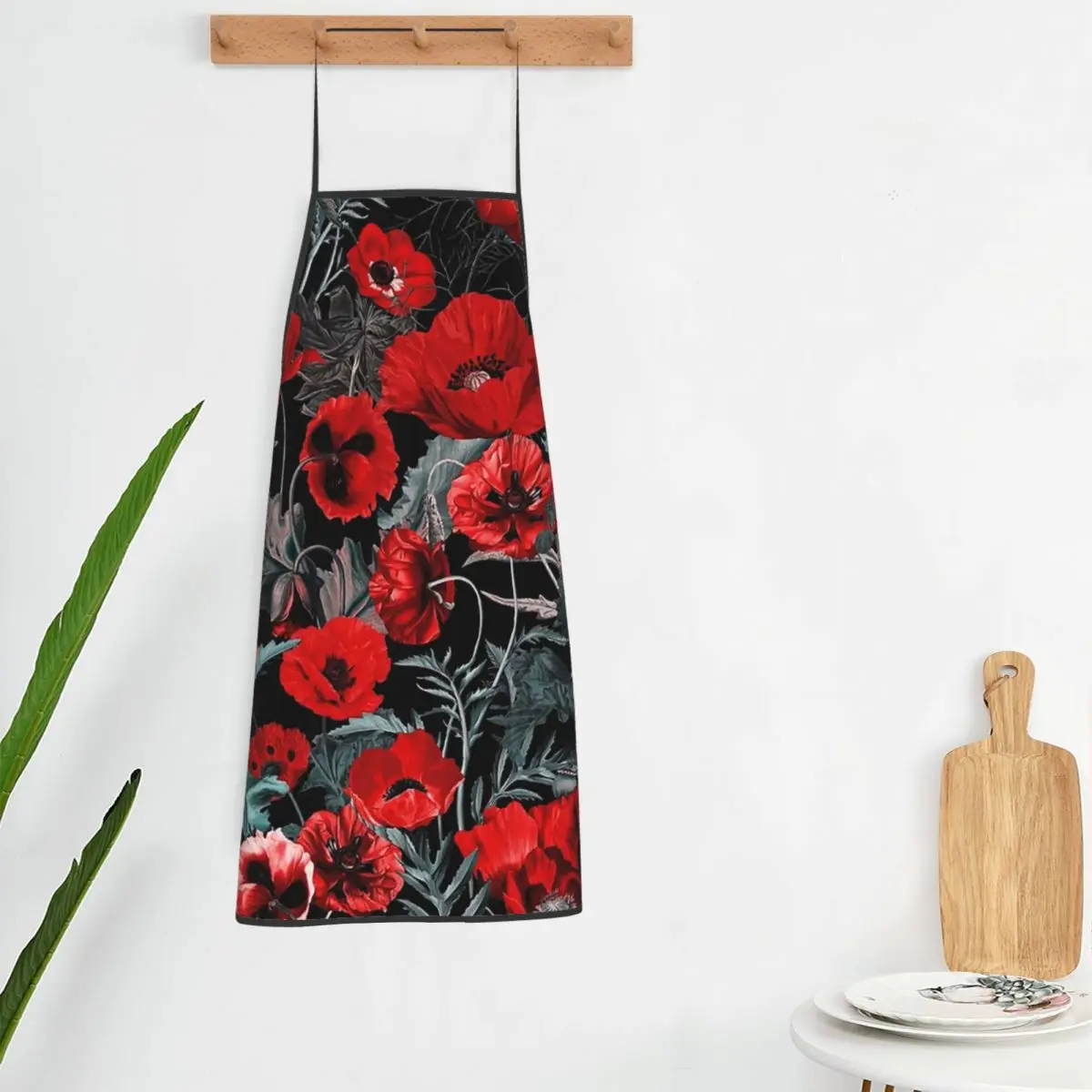 Poppy Gard Apron Chef Cooking Baking Tablier Bib Kitchen Cleaning Pinafore for Women Men Painting
