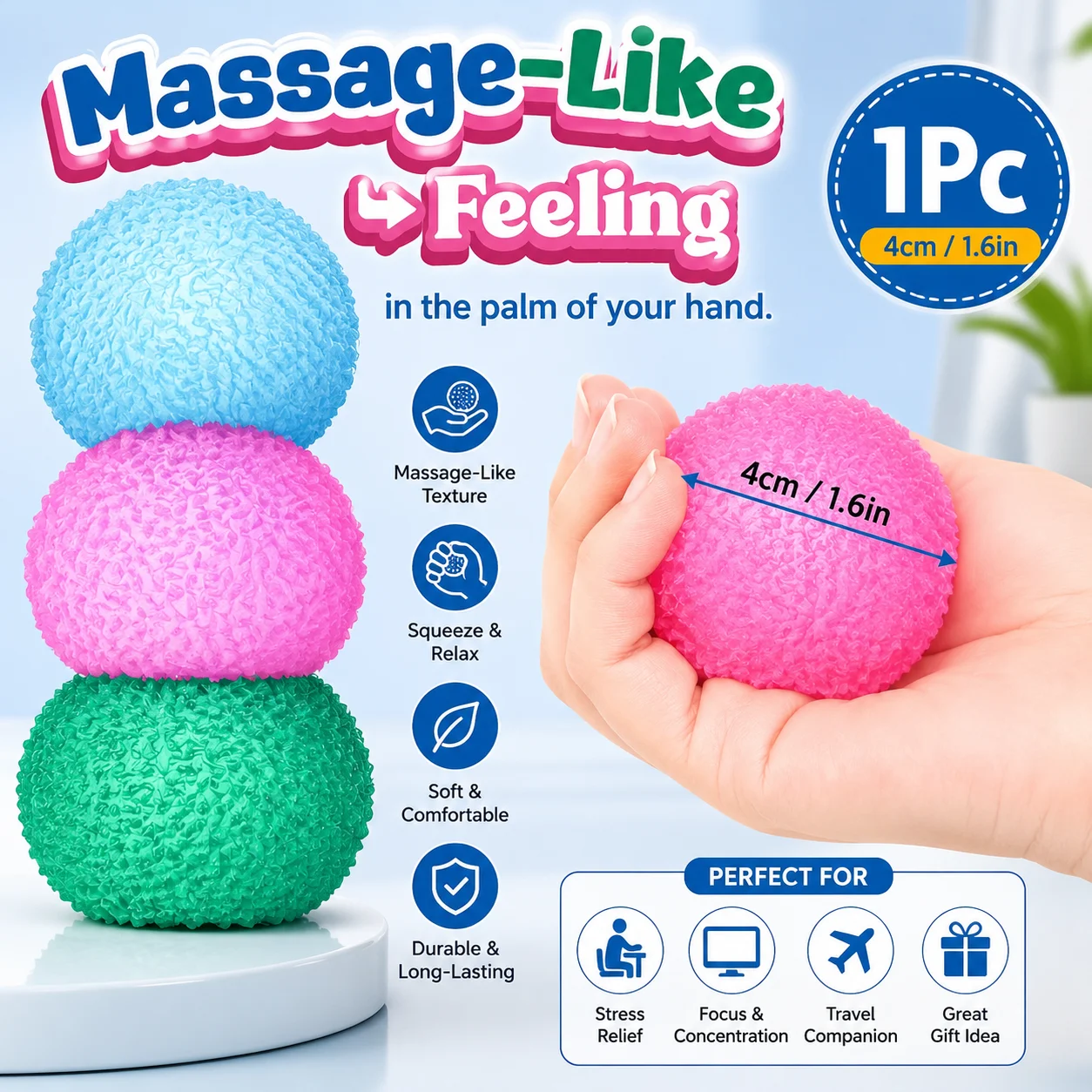 Squishy Multicolor Texture Ice Ball Squeeze Toy for Adult Soft Pinch Pop Fidget Stress Relief Toys Halloween Christmas Presents
