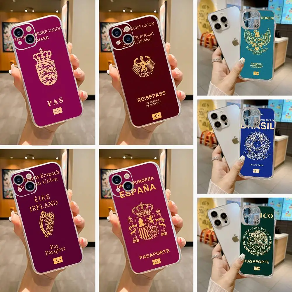 

Passports of many countries Phone Case Transparent Silicone Soft For iPhone 17 16 15 14 13 12 11 Mini Pro Max Plus