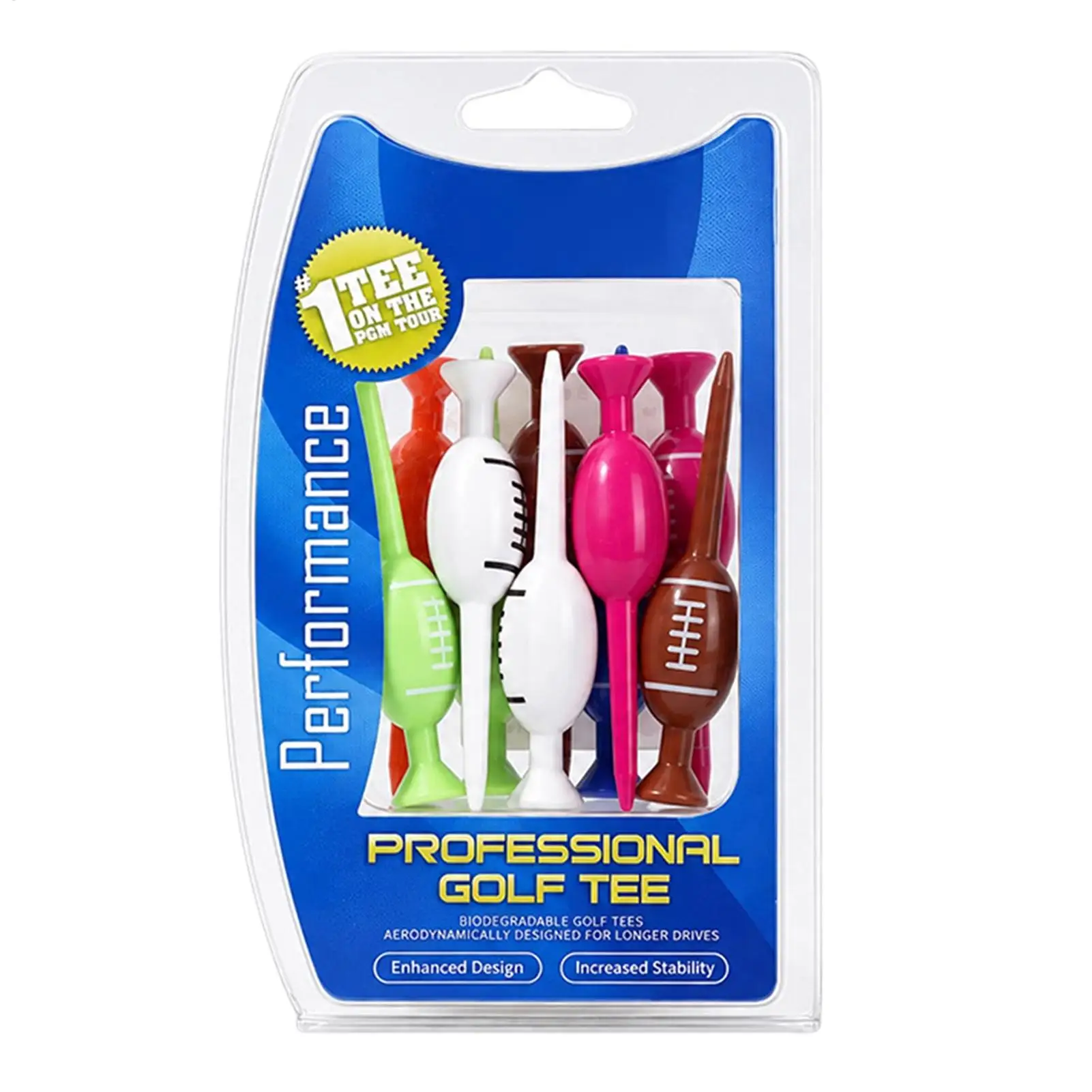 Golf Tees For Men 10 Piece Football Shape Multi-colored Support Professional Golf Tees For Enhanced Durability & Stability