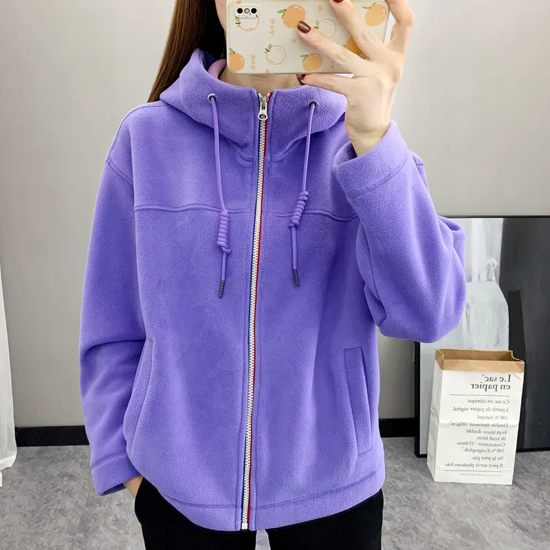 Fleece Jacket Thermal Warm Outdoor Exercises Trekking Camping Women Casual Hoodie Clothes Thick Outwear Windbreaker Female Sport