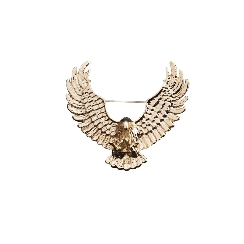 

High-end Retro Metal Eagle Brooch Animal Gold Color Lapel Pin Fashion Collar Jewelry Men