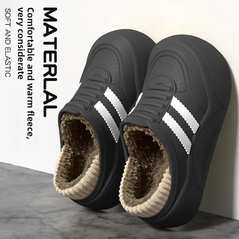 2026 New EVA Waterproof Women Cotton Slippers Winter Outdoor Fleece Lining Warm Thick Sole Non Slip Home Shoes