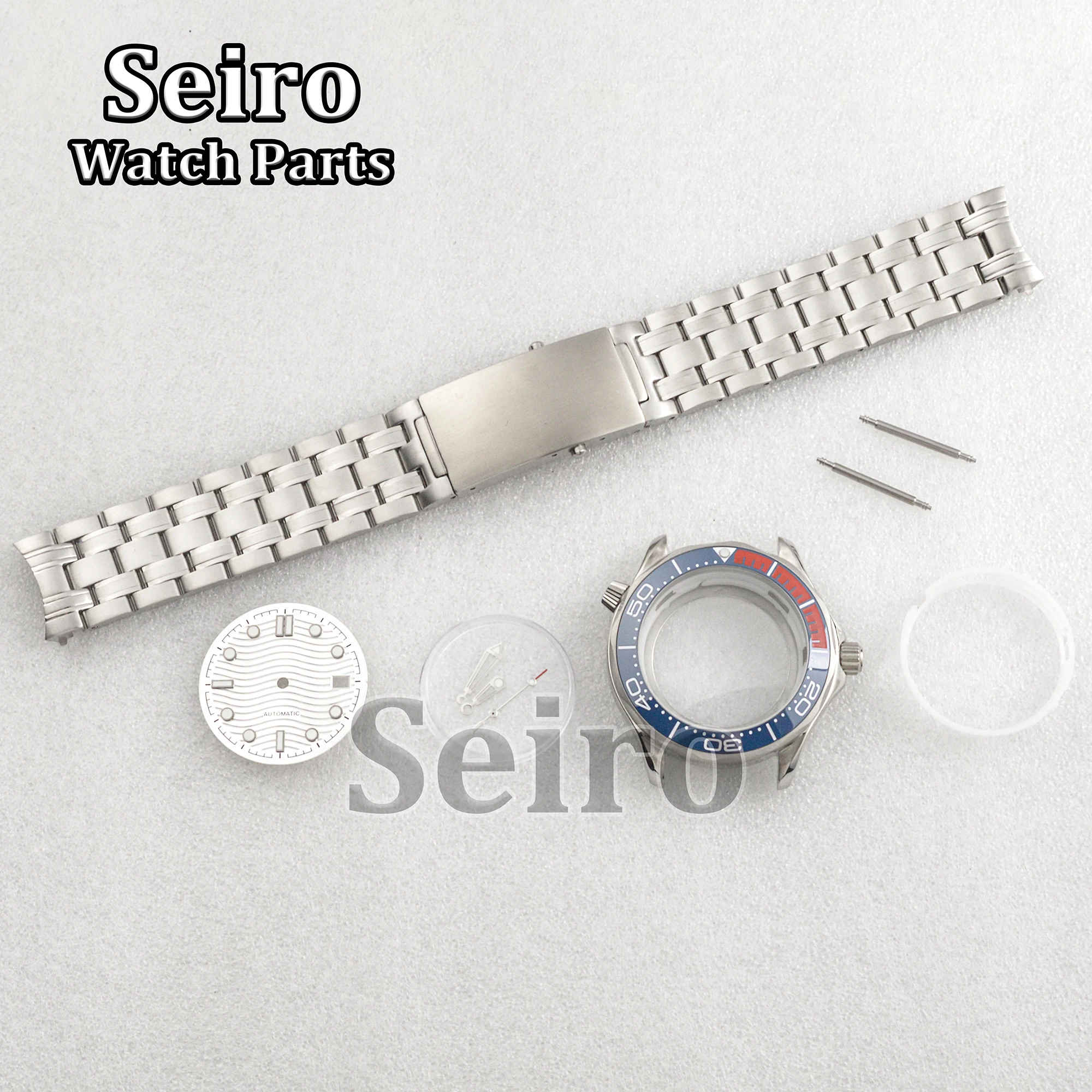 41MM Watch Case Stainless Steel Strap Silver Watchcase 31MM White/Brown Watch Dial Hands for Seamaster 300 NH35 NH36 Movement