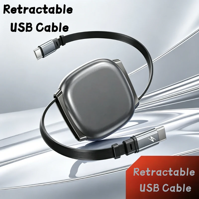 

2026 New Retractable USB-C Cable, Fast Charging & Data Sync Cord for Laptop, Phone, Tablets
