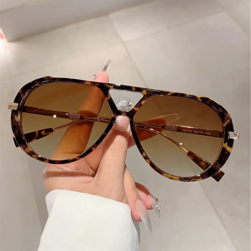 1/2 Pcs Vintage Pilot Sunglasses Fashion Double Bridge Gradient Multi-color Casual Shades Women Trendy Luxury Design Sun Glasses