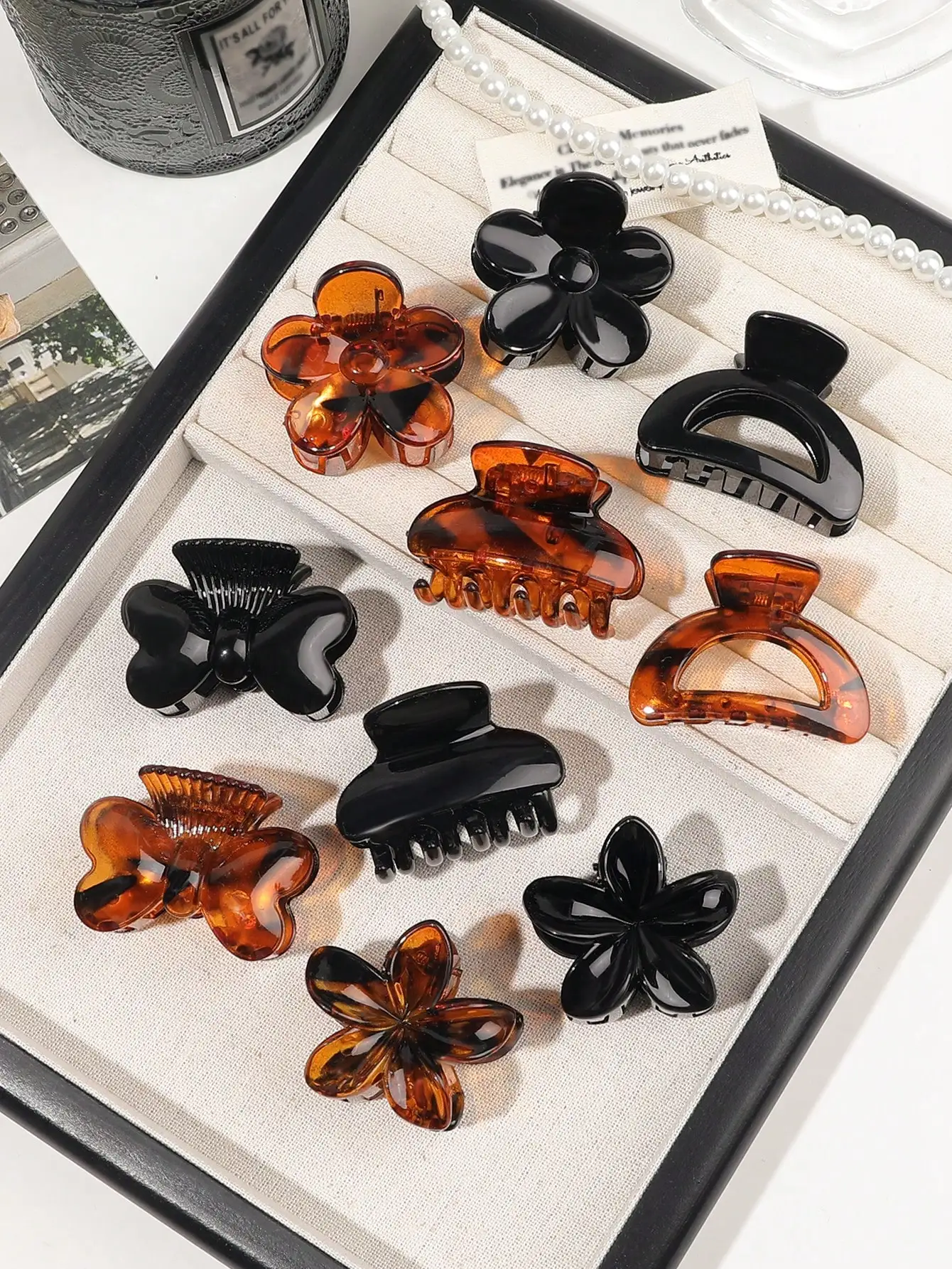 10 Buah Jepit Rambut Bunga Kecil untuk Wanita Anak Perempuan Rambut Tipis. Jepit Rambut Anti Selip Aksesori Rambut Mode Ekor Kuda